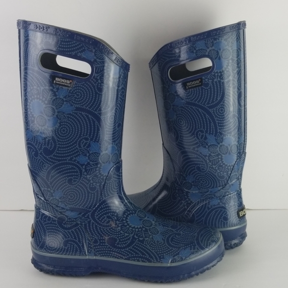 Bogs Shoes - Bogs women 10 Rain Boots Blue Batik Waterproof